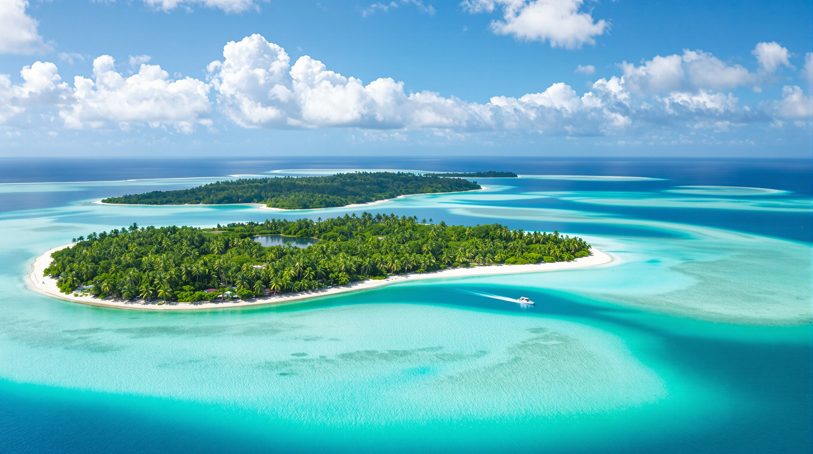 Aerial view of Roatan Bay Islands Honduras showing pristine reef flats and clear Caribbean water